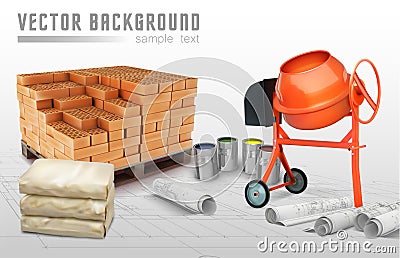 Banner building materials Vector Illustration